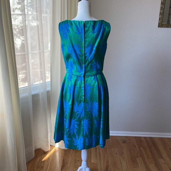 VINTAGE Gorgeous Mardi Gras New York Blue and Green Dress - Picture 4 of 11